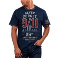 thumbnail image 4 of 9/11 25th Anniversary T-Shirt, Never Forget 911 Graphic Short Sleeve Crew Neck Shirt,Salute to 343 Firefighters American Patriotic 25th Memorial Tee, Red S, 4 of 4