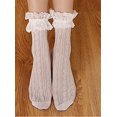 thumbnail image 4 of 3 calcetines con volantes para mujer, calcetines tobilleros de encaje, calcetines opacos con volantes, calcetines de princesa con ribete de encaje para mujeres y niñas, 4 of 4