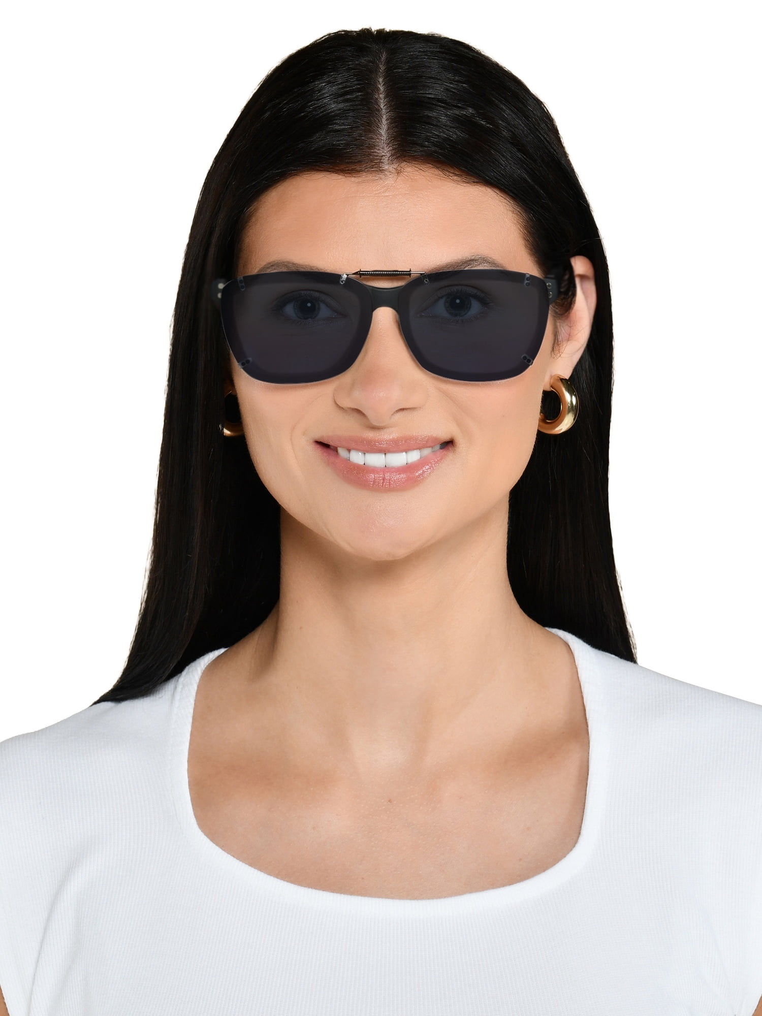 Foster Grant® Solar Shield® Clip Ons Rectangle Unisex Sunglasses