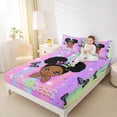 thumbnail image 3 of Castle Fairy Cartoon Black Girl King Sheets 4pcs,Cute Princess Butterfly Bedding,Holographic Pearl Gold,1 Fitted Sheet, 1 Flat Sheet and 2 Pillowcases, 3 of 6