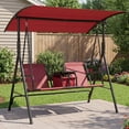 thumbnail image 4 of Columpio de Porche para 2 Personas – Dosel Ajustable – Bolsa Térmica – Portavasos – Mesa Giratoria – Acero – Jardín, Balcón y Piscina, 4 of 11
