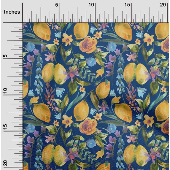 oneOone Silk Tabby Navy Blue Fabric Leaves & Rose Floral Fabric For Sewing Print Craft Fabric By The Yards 42 Inches Wide