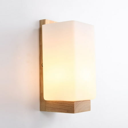 Omeite E27 milky white square straight table lamp wall lamp glass lampshade