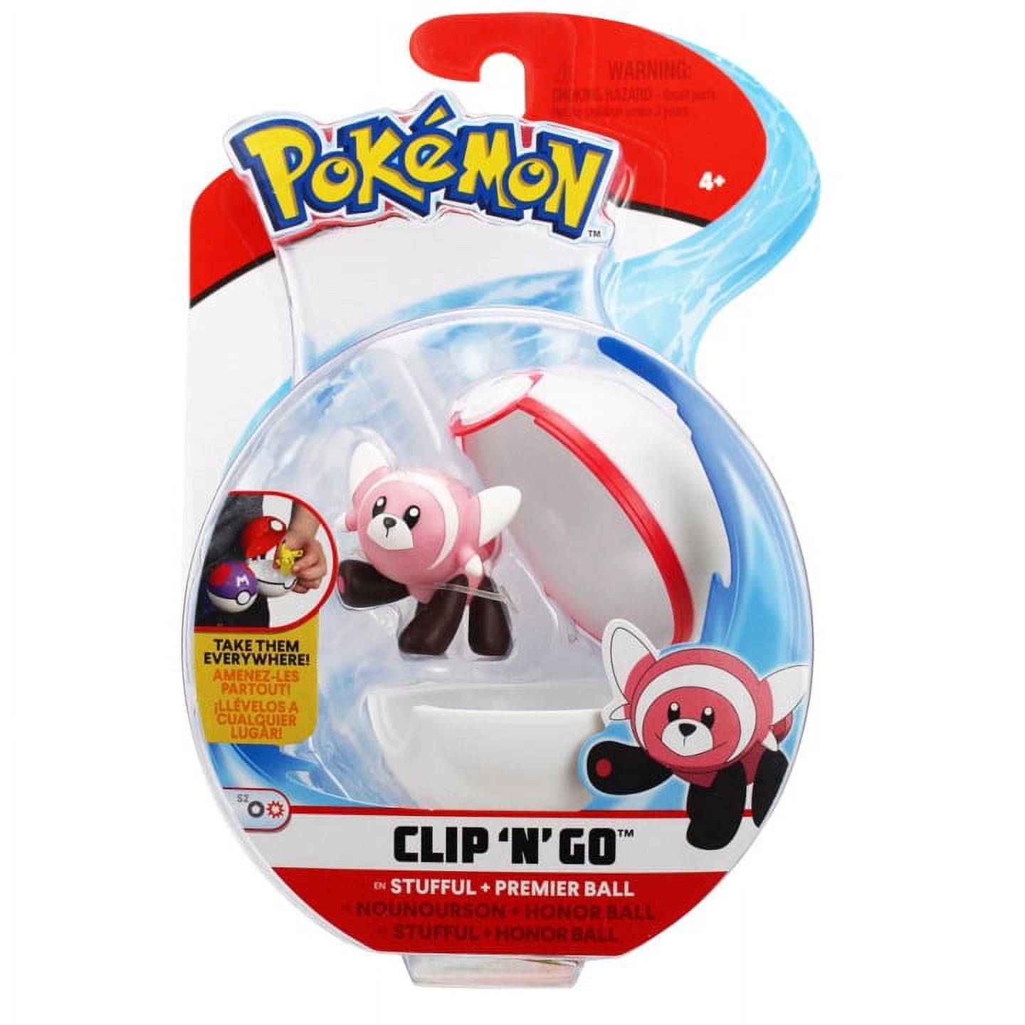 Pokémon Clip 'N Go Stufful & Premiere Ball - Includes 2 inch Battle Figure & Premier Ball Accessory
