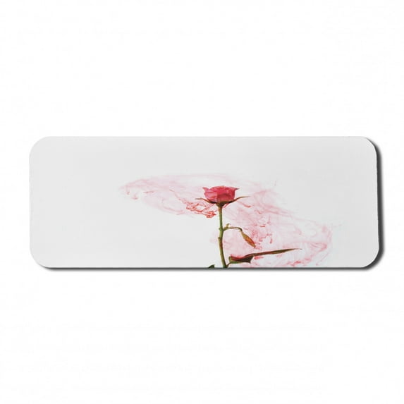 Floral Computer Mouse Pad, Delicate Rose Love Depiction Romantic Smoky Art, Rectangle Non-Slip Rubber Mousepad Large, 31" x 12" Gaming Size, Dark Coral Rose, by Ambesonne