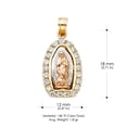thumbnail image 3 of Ioka-14K Tri Color Gold Cubic Zirconia CZ Religious Our Lady of Guadalupe Charm Pendant with 0.6mm Box Chain Necklace - 18", 3 of 4
