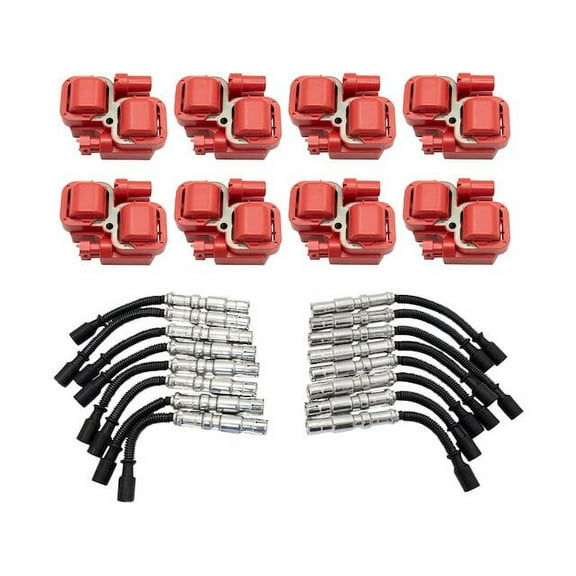 Ignition Coil and Spark Plug Wire Set 9 Piece - Compatible with 2001 - 2006 Mercedes-Benz S55 AMG 2002 2003 2004 2005