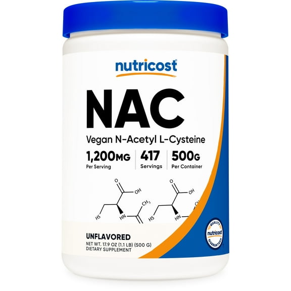 Nutricost N-Acetyl L-Cysteine (NAC) Powder Supplement, 500 Grams, 417 Servings