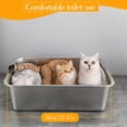 thumbnail image 2 of HLONK Bac à Litière pour Chat en Acier Inoxydable, Toilette pour Chat Ouverte Intégrée, Résistante aux Chutes, Rehaussée et Étanche, 2 of 7