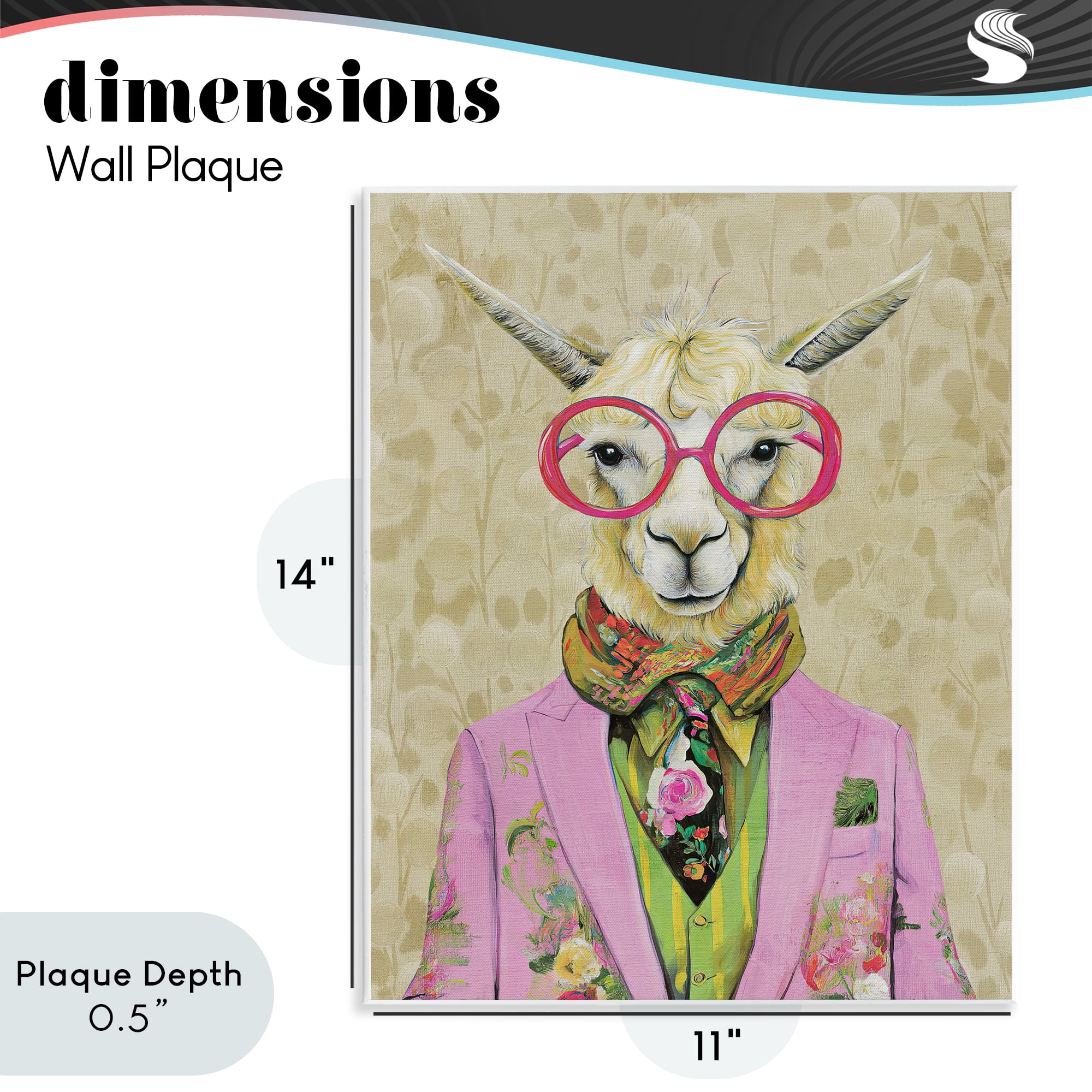 Stupell Industries Stylish Llama with Glasses Wall Plaque Art, design by Svetlana Aleynikova
