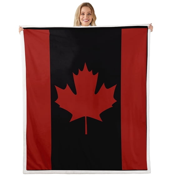 Erosebridal Red Maple Leaf Fleece Blanket 90x90,Canadian Flag Sherpa Blanket,Vintage Bedroom Decor,Ultra Soft