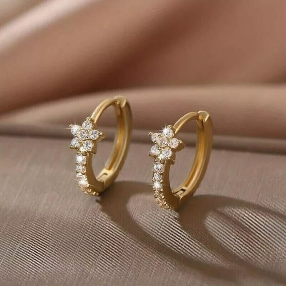 1.50Ct Round Cut Lab-Created Circle Huggie Hoop Earrings 14K Yellow Gold Plated