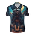 thumbnail image 2 of Daiia Starry Sky Moon Wolf Leader Pattern Men’s Polo Shirts,Solid Deck Shirt,Classic Fit, Breathable Cotton Polo for Casual and Sport Wear-XX-Large, 2 of 7