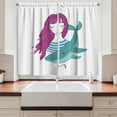 thumbnail image 2 of Ambesonne Retro Kitchen Curtains, Teen Girl with a Whale, 55"x39", Turquoise Magenta, 2 of 3