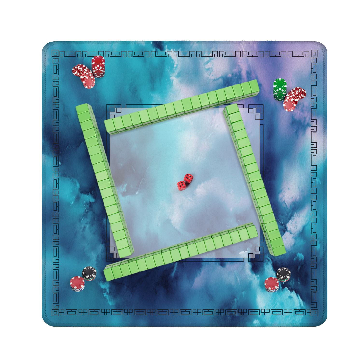 Mahjong Mat 31.5" x 31.5" Watercolor seamless abstract sky galaxy Non-Slip Noise Reduction American Mahjong Tiles Table Cover for Dominoes Poker Card Board Games Gift