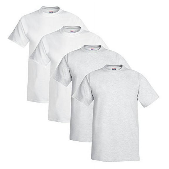 Men's Hanes Beefy Short Sleeve T (Pack of 4) (2 White / 2 Ash)
