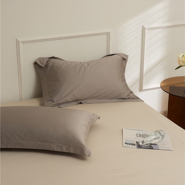Nvzi fundas de almohada de algodón de fibra larga. Comienza tu noche de ensueño con esta cómoda y transpirable funda de almohada de 48 x 74 cm (gris oscuro).