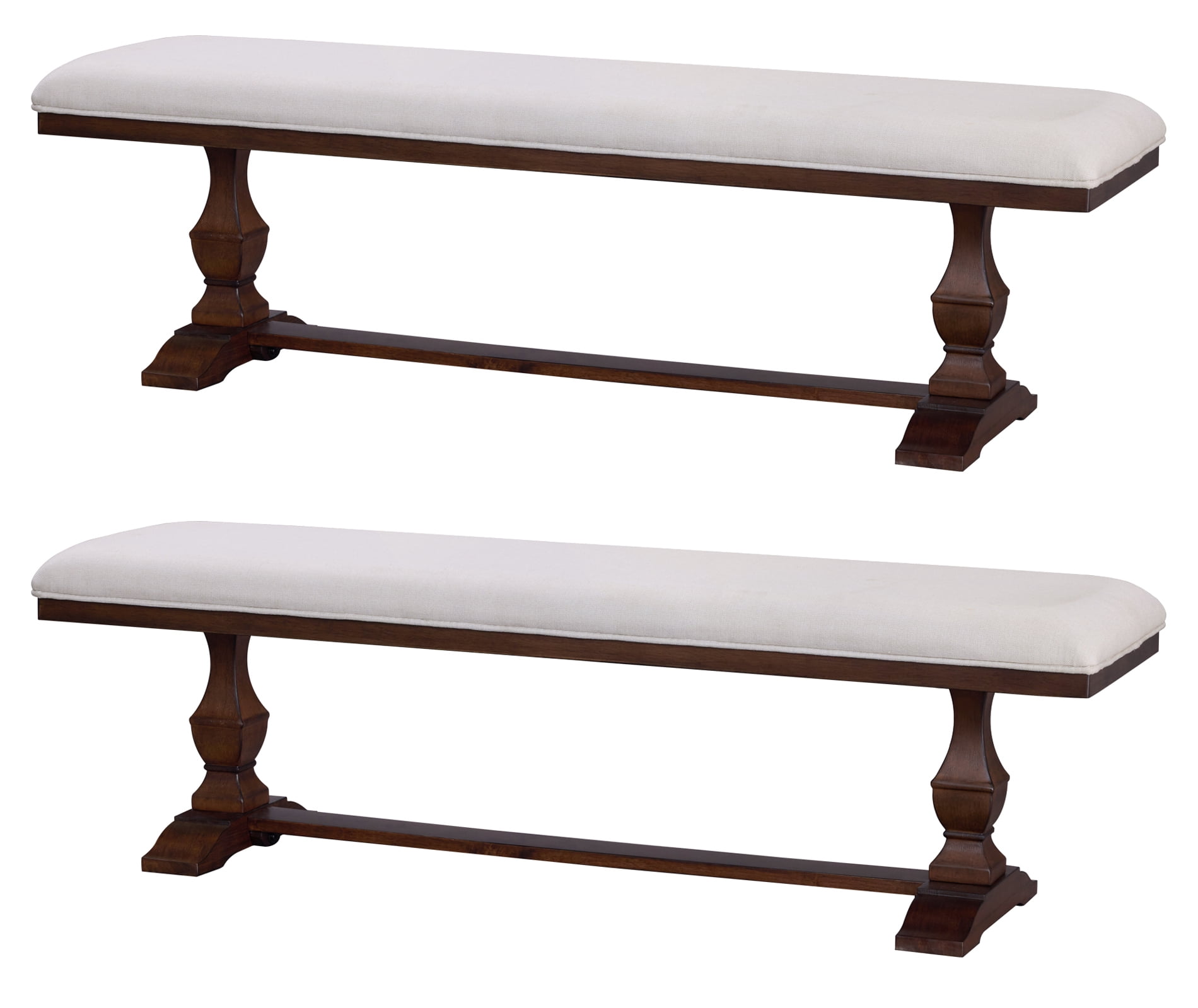 WAMPAT Farmhouse Dinning Bench Seat Pair of 2,59.8" Upholstered Bench with Premium Fabric and Solid Wood Legs for Kitchen, Living Room & Bedroom,Espresso