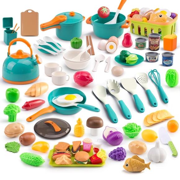 Accesorios de cocina Bruvoalon de la marca Play Kitchen, 118 unidades, para niños, con utensilios de cocina