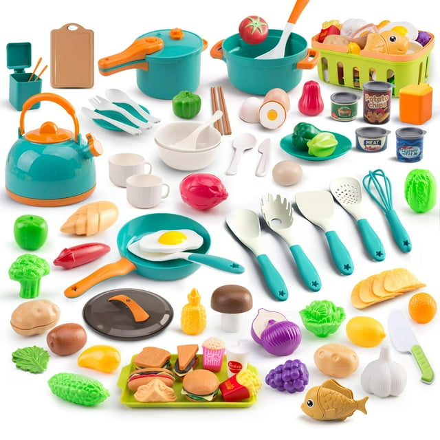 Accesorios de cocina Bruvoalon de la marca Play Kitchen, 118 unidades, para niños, con utensilios de cocina