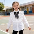 thumbnail image 5 of Gytharion Kids Button Down Shirts for Girls 3-14 Years, Elegant Ruffle Lace Trim Collar Dressy Blouse Little Girls White Long Sleeve School Uniform Tops, 5 of 8