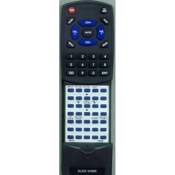 Replacement Remote for TOSHIBA 75007313, RT75007313, CT8014, 20HLK67, 20HLD86