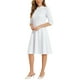 thumbnail image 4 of Vestido Vintage de Mujer INSPIRE CHIC con Mangas 3/4 y Cuello Alto, Vestido A-Line de Oficina, Talla S, Color Blanco, 4 of 6