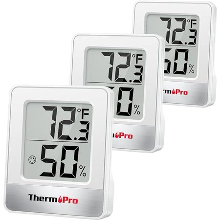 ThermoPro TP49 3 Pieces Digital Hygrometer Indoor Thermometer Humidity Meter Mini Hygrometer Thermometer with Temperature and Humidity Monitor Room Thermometer
