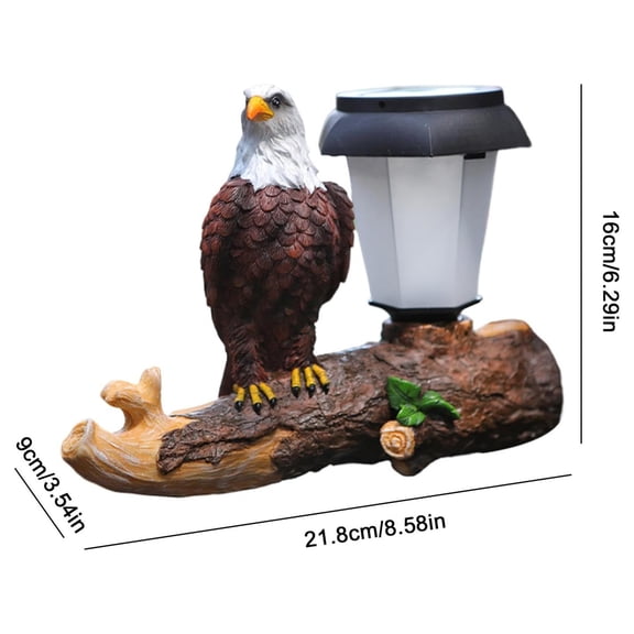 Momihoom Solar-Powered Eagle Statue Lantern, Realistic Garden Sculpture with Automatic Night Light