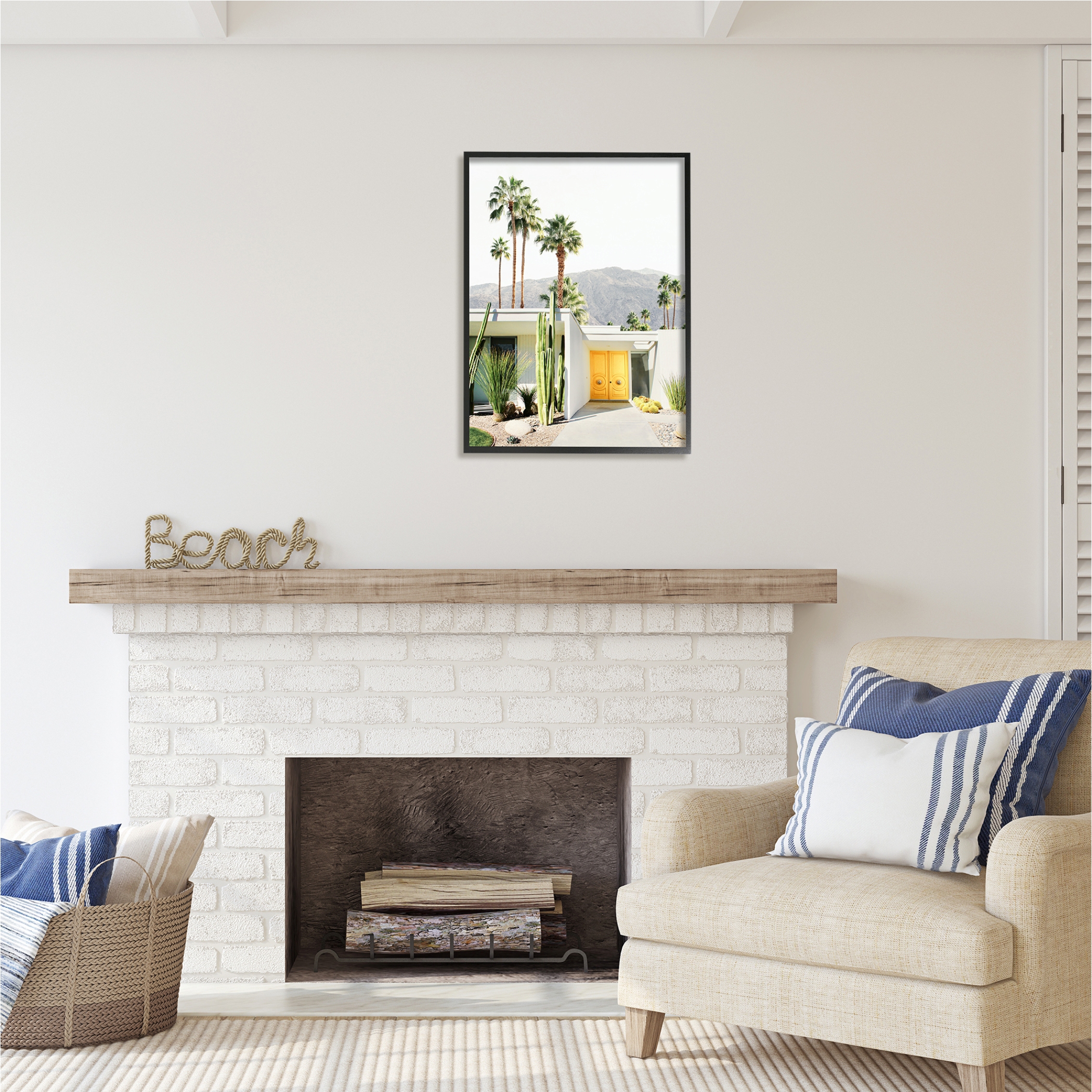 Stupell Industries Palm Springs House Photography Botanical & Floral Photography Black Framed Art Print Wall Art, 24 x 30