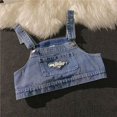 thumbnail image 3 of Conjuntos de dos piezas de mezclilla de verano para mujer, conjuntos de diseño con tirantes, blusas cortas sin mangas y jeans holgados de pierna ancha, conjuntos de 2 piezas de ropa de calle, 3 of 5