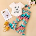 thumbnail image 2 of Little Girls' Outfits Summer Short Sleeve Letter Cow Prints Tops Pants Two Pieces Children Sets for Girls Size 7-8T, 2 of 7