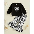 thumbnail image 4 of Toddler Kids Little Girls 2PCS Fall Clothing Sets 6 12 18 24 Months 2T 3T 4T Long Sleeve O Neck Tops Leopard Print Flared Pants Clothing Set, 4 of 9