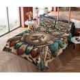 thumbnail image 4 of Ambesonne Rustic Fitted & Top Sheet Set with Sham, Wild West Horse Feathers, Teal Dark Taupe Cinnamon, 4 of 5