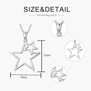 SISGEM 925 Sterling Silver Star Pendant Necklace for Women, Simple Hollow Double Star Pendant, Birthday Anniversary Jewelry Gift
