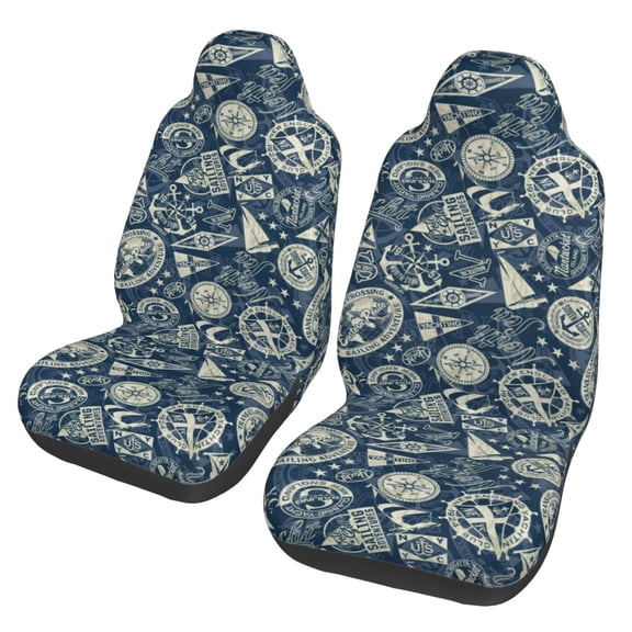 Vsdgher Nautical Style Automotive Seat Covers for Cars Trucks and SUVs – Car Seat Covers for Truck Seat Protectors Set of 2