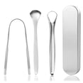 thumbnail image 1 of Stainless Steel Metal Tongue Scraper Cleaner, Rust Metal Dental Scraper with Handy Carrying Store Case(3pcs Sliver), 1 of 7