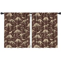 Blackout Kids Curtains,Brown Cartoon Dinosaurs Fossils Pattern Childrens Insulated Curtains Set Of 2,Bedroom Essentials,Toddler Room Decor 42"x54"