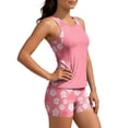 thumbnail image 6 of Nmnitkp Tankini Swimsuit for Women Floral Modest Two Piece Bathing Suit Scoop Neck Tummy Control Swim Tank Top with Boy Shorts and Padded, 6 of 9