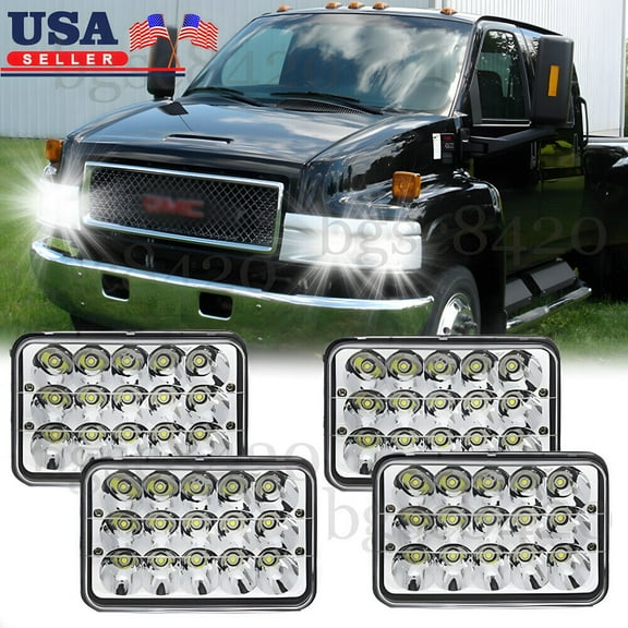 4PC 4x6" LED Headlights Hi/Lo DRL For Chevrolet 2003-09 C7500 C5500 C4500 Kodiak