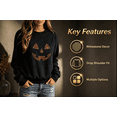 thumbnail image 4 of vzibsiv Womens Drop Shoulder Pumpkin Face Sweatshirt Polyester Casual Pullover,Black 2XL, 4 of 5