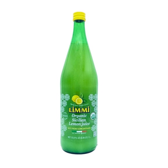 Limmi Organic Sicilian Lemon Juice, Glass Bottle, Not from Concentrate, 33.8 fl oz (1L)