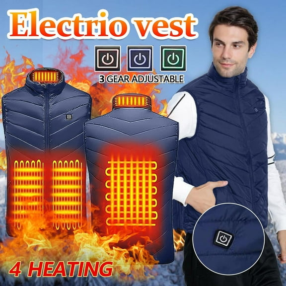 GaThRRgYP Heated Vest with Battery,Plus Size Heated Vest for Men and Women Control 4 Heating Vest Heated Jacket Winter Heating Vest Blue L