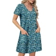 thumbnail image 3 of UVN Summer Dresses for Women V Neck Short Sleeve T Shirt Dress Casual Beach Sundress with Pockets, 3 of 8