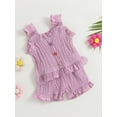 thumbnail image 3 of Bagilaanoe 2pcs Toddler Baby Girls Short Pants Set Sleeveless Ruffled Tank Tops + Shorts 6M 12M 18M 24M 3T Kids Casual Summer Outfits, 3 of 9