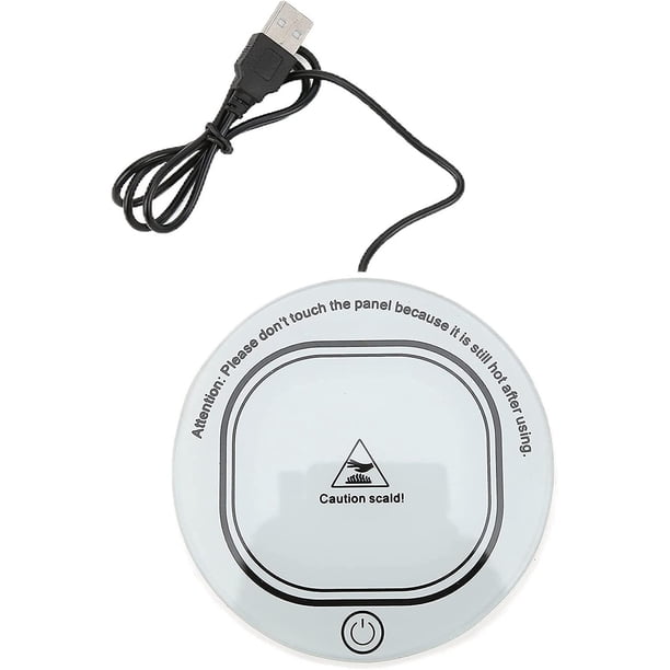 Calentador de tazas de café, posavasos con termostato inteligente blanco para café caliente, té, leche, vela, cera, almohadilla para calentar tazas, temperatura constante, USB, utilidad inteligente