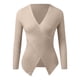 thumbnail image 4 of Jersey de manga larga con cuello en V para mujer: top de punto liso, corte ajustado para uso informal/al aire libre, tallas S-XL, 4 of 5