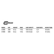 Ardent C Force Spinning Reel, 3000 size. 5.2:1 Gear Ratio