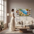 thumbnail image 5 of Large Country Canvas Wall Art - Open Window Seaside Town with Lemon Tree Canvas Prints, Oversized Landscape Paintings, Rustic Horizontal Artwork for Living Room, 5 of 7