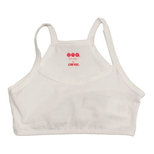 Corpiño Baby Creysi One For you para Niña, con Tirantes y Elástico en Cintura Blanco Talla 8/10, confeccionado con materiales suaves y transpirables que protegen la piel delicada, sin costuras ni etiquetas para mayor comodidad, ideal para uso diario y soporte ligero en actividades infantiles.